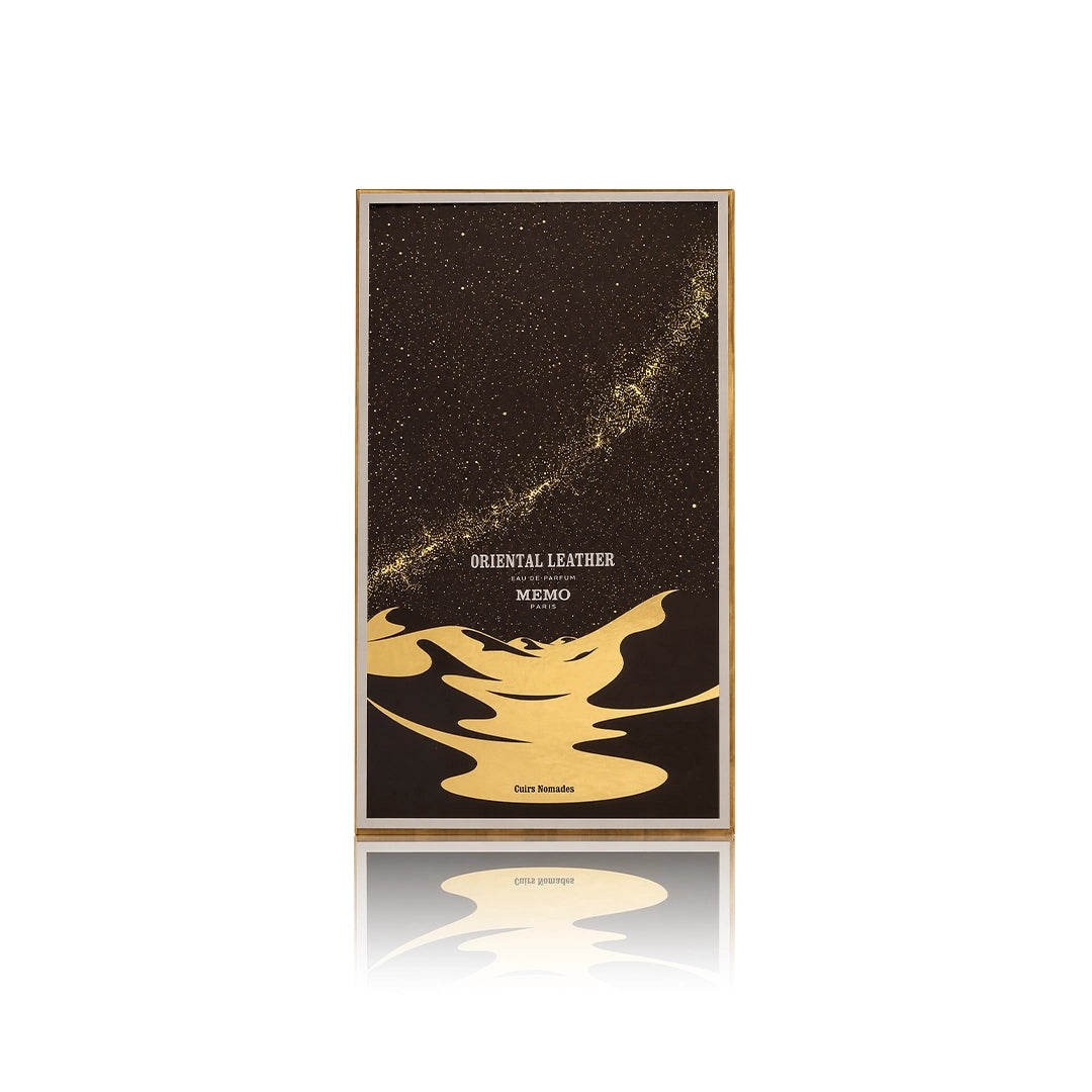 Memo Paris Oriental Leather Eau de Parfum 75 ml mit Originalverpackung auf weißem Hintergrund