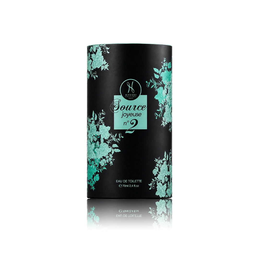 Hayari Source Joyeuse N°2 Eau de Parfum 70 ml mit Originalverpackung auf weißem Hintergrund