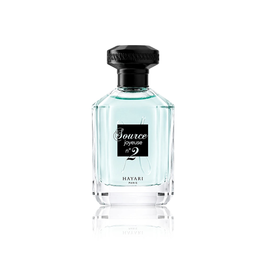 Hayari Source Joyeuse N°2 Eau de Parfum 70 ml Flakon auf weißem Hintergrund