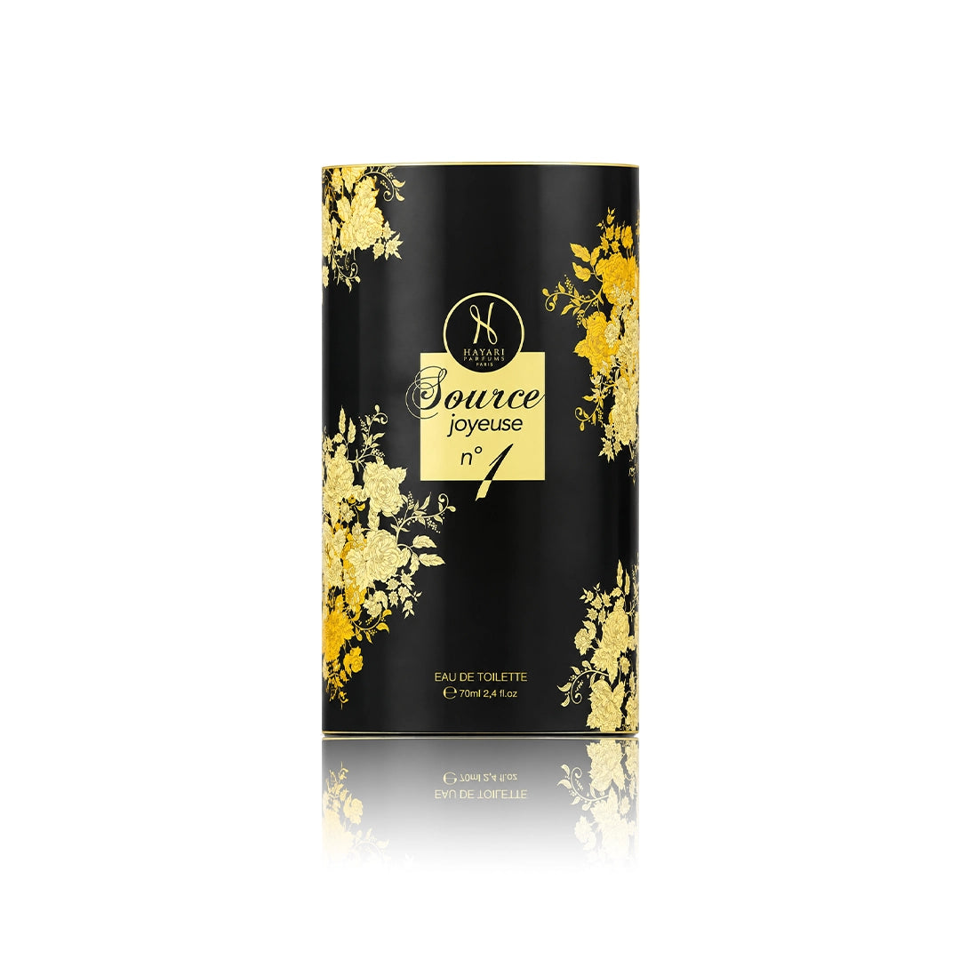 Hayari Source Joyeuse N°1 Eau de Parfum 70 ml mit Originalverpackung auf weißem Hintergrund